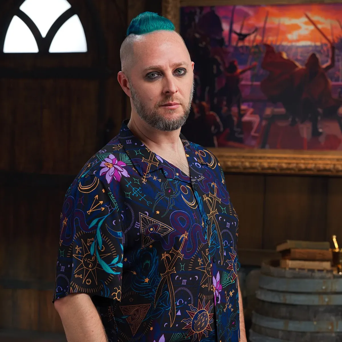 Critical Role Polo & Button Down Shirts>Beauty of Exandria: Creation - Mollymauk Tealeaf Camp Shirt