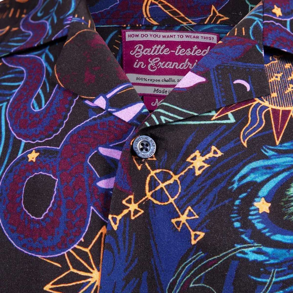 Critical Role Polo & Button Down Shirts>Beauty of Exandria: Creation - Mollymauk Tealeaf Camp Shirt