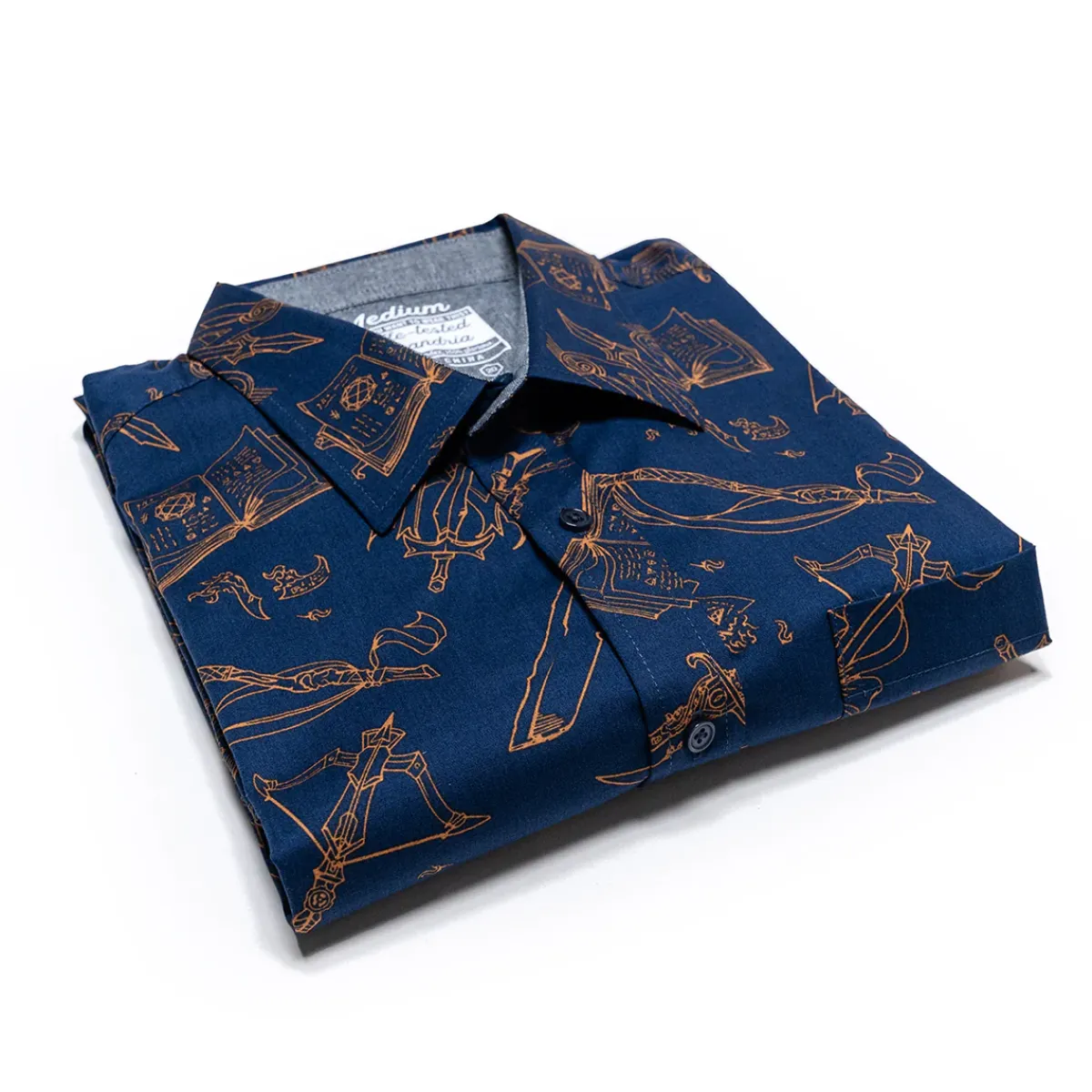 Critical Role Polo & Button Down Shirts>Mighty Nein Weapons Button Down Short Sleeve Shirt