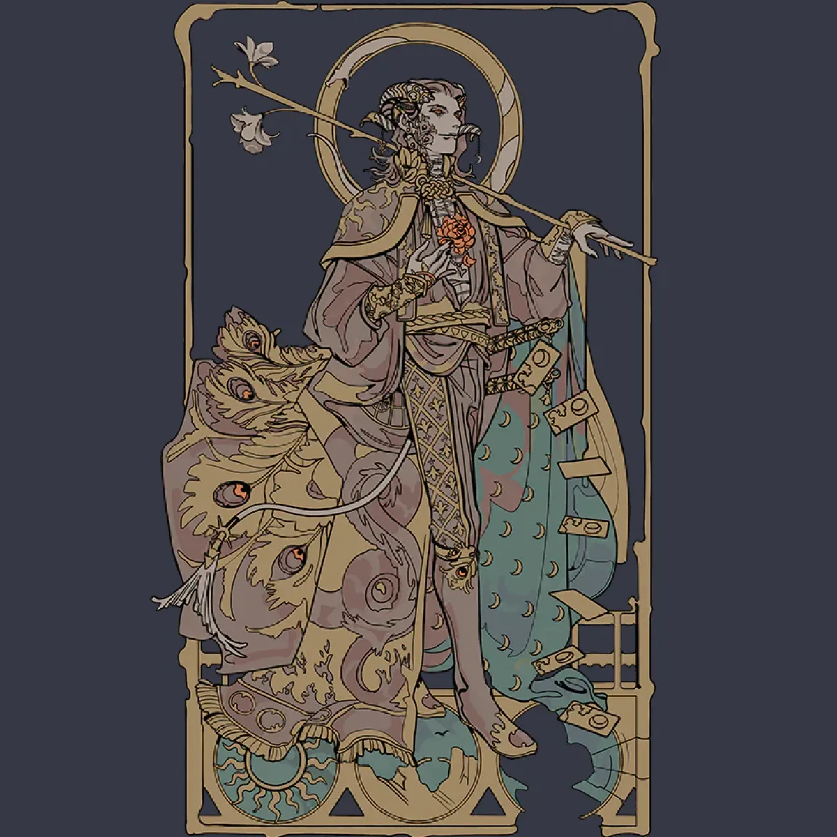 Critical Role T-shirts>Mollymauk Tealeaf "Long May He Reign" T-Shirt